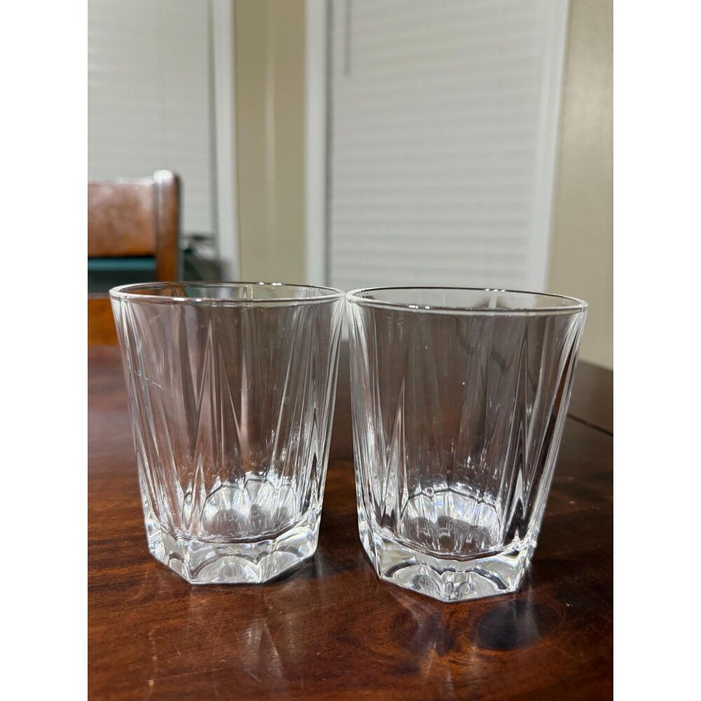 Ralph Lauren Crystal Wentworth Double Old Fashioned Crystal Glasses 3 7/8”